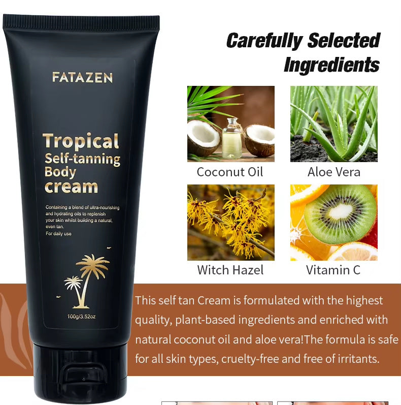 Tropical Glow 3-Hour Self Tanning Body Cream - Fast-Acting, Streak- Free, Natural Finish