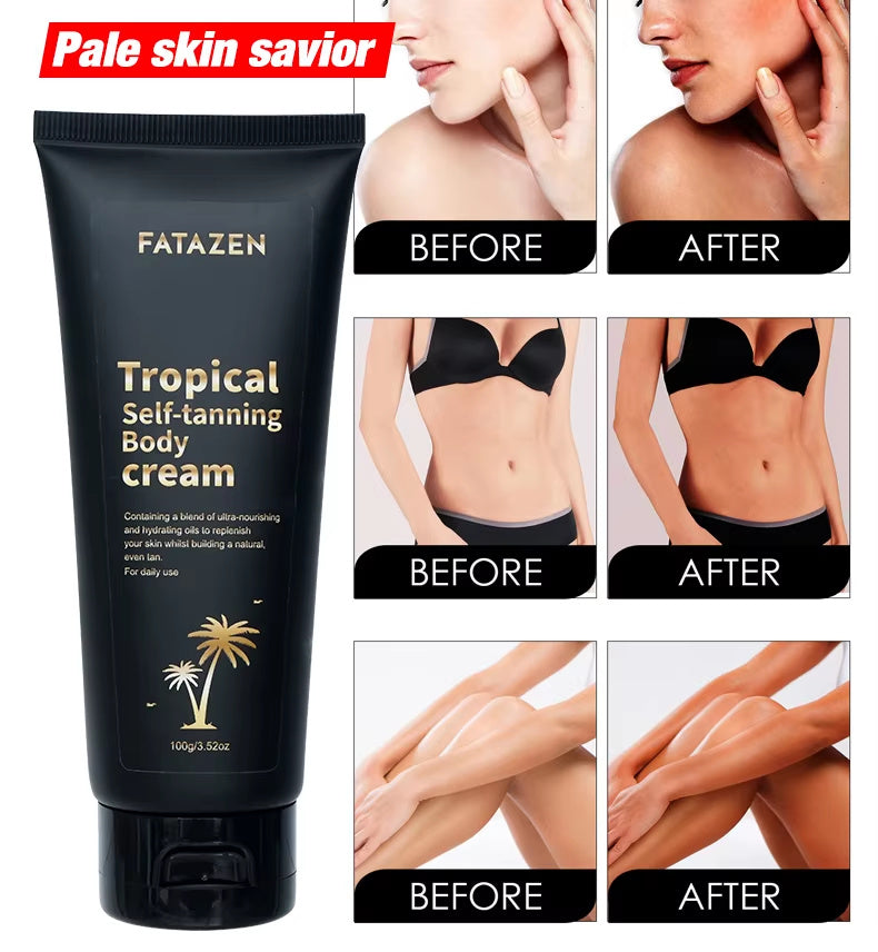 Tropical Glow 3-Hour Self Tanning Body Cream - Fast-Acting, Streak- Free, Natural Finish