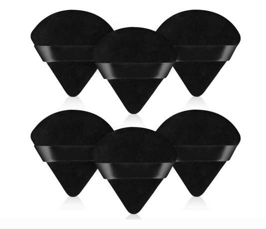 12-Piece Velvet Triangle Powder Puff Set- Flawless Finish for Loose & Pressed Powder
